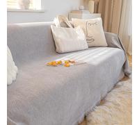 Sofa Cover, Modern Minimalist Solid Color Chenille Sofa Blanket Throw for 1 2 3 4 Seater Couch, Anti-Slip Non-Scratch Furniture Protector Slipcover, Decorative Couch Covers