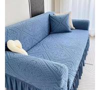 Sofa Cover, Non-Slip Grip Sofa Slipcovers, Furniture Protector, Soft Stretchable and Comfortable for Homes with Kids and Pets-Blue||Quadruple seat 235-300cm