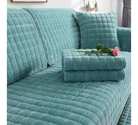 Sofa Cover, Non-slip Sofa Protector, Soft Velvet Sofa Throw for 1, 2, 3, 4 Seats, Dog-Cat Sofa Protector Couch Cover, L-Shaped Corner Sofa Slipcover, For Sectional Couch,Green,70x150cm