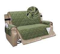 Sofa Cover Quilted Thick Velvet Plush Couch Cover for Cushion Sofa Slipcover Protector from Pets Dogs, Non-Slip Two Elastic Straps on Back and Base (Olive Green,Loveseat (54in))