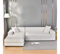 Sofa Cover, Soft Stretch Velour Corner 1, 2, 3, 4-Seater, L-Shaped Sofa Cover, Non-Slip Sofa Protector, Washable for The Living Room,white,145to185 cm