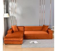 Sofa Cover, Soft Stretch Velour Corner 1, 2, 3, 4-Seater, L-Shaped Sofa Cover, Non-Slip Sofa Protector, Washable for The Living Room,orangeA,145to185 cm