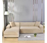 Sofa Cover, Soft Stretch Velour Corner 1, 2, 3, 4-Seater, L-Shaped Sofa Cover, Non-Slip Sofa Protector, Washable for The Living Room,beige,145to185 cm