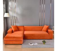 Sofa Cover, Soft Stretch Velour Corner 1, 2, 3, 4-Seater, L-Shaped Sofa Cover, Non-Slip Sofa Protector, Washable for The Living Room,orange,90 to140 cm