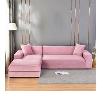 Sofa Cover, Soft Stretch Velour Corner 1, 2, 3, 4-Seater, L-Shaped Sofa Cover, Non-Slip Sofa Protector, Washable for The Living Room,pink,235to300 cm