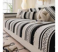 Sofa Cover, Soft Thick Chenille Fabric With Plush Couch Covers For Most Couches, Durable Non-slip Sofa Protector, Upgraded Breathable And Skin-friendly, Luxury Look, Easy black 110*210cm/43.3*82.7in