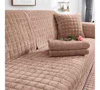 Sofa Cover Thick Plush Sofa Slipcovers Quilted Sofa Seat Cushion Couch Covers Non-slip Sofa Protectors From Pets Winter (Camel,90 × 120 cm)