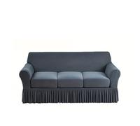 Sofa Cover With Cushion Cover,High Stretch 3 Seater Sofa Covers Soft Slip Resistant Thick Stretch Velvet Sofas Slipcovers For Living Room Kid Dog(Black,Large)