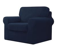 Sofa Cover with Separate Backrests and Seat Cushions, Non-slip Sofa Cover with Elastic Band, Jacquard Form Fit Slip Resistant Furniture Protector (Navy Blue,1 Seater(80-120cm))