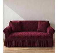 Sofa Cover with Valance,Non Slip Sofa Slipcovers,Furniture Protector Stretches,Machine Washable Cover for Sofa,Elegant Couch Cover,Sofa Slipcovers 1/2/3/4 Seater - Fully Guarant(Size:4 Seater,Color:L)