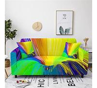 Sofa Cover Yellow Green Abstract Stretch Sofa Covers 2 Seater Spandex Sofa Slipcovers Protectors from Pets Washable Settee Covers Non Slip Couch Covers All Seasons Couch Cover with Elastic Strap