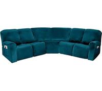 Sofa Covers Corner Sofa Covers, 7-Piece Sectional Couch Cover Corner Sofa Slipcover, L Shape Sectional Recliner Sofa Covers, Thick Plush Velvet Furniture Protector Cover (Deep Teal,L Shape 5 Seats)
