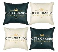 Sofa Cushion Cover, Decorative Cushion Covers Champagne and Black 45 x 45 cm Set of 4 Cotton Linen Solid Colour Sofa Cushion Armrest Made of Natural Linen Fabric