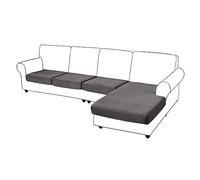 Sofa Cushion Cover Set Stretch Couch Seater Slipcovers Non-slip Couch Covers, Sofa Slipcover Replaceable Furniture Protectors (Grey,1-Seater*3+Chaise*1)