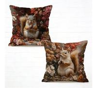 Sofa Cushion Covers 45x45cm Set of 2 Color Outdoor Waterproof Decorative Cushions Squirrel Square Velvet Sofa Pillows, Invisible Zipper Design, Double-Sided Printing for Spring Summer Gifts 0-411L99
