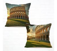 Sofa Cushion Covers 60x60cm Set of 2 Rome Outdoor Waterproof Decorative Cushions Landscape Square Velvet Sofa Pillows, Invisible Zipper Design, Double-Sided Printing for Spring Summer Gifts 8-1197P4