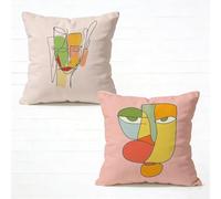 Sofa Cushion Covers 65x65cm Set of 2 Color Outdoor Waterproof Decorative Cushions Abstract Square Velvet Sofa Pillows, Invisible Zipper Design, Double-Sided Printing for Spring Summer Gifts O-633RQ5