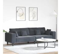 Sofa Dark Grey Velvet 250x77x76cm 4-Seater 208cm Seat Mid-Century Style PlushXL