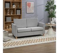 HOMCOM Double Seat Sofa Linen Upholstery Loveseat Couch w/ Armrests - Light Grey | TJ Hughes