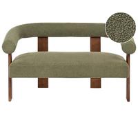 Beliani Sofa 2 Seater Ilbro Boucle Green/ Dark Brown