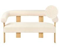 Beliani Sofa 2 Seater Ilbro Boucle Off-White/ Light Brown