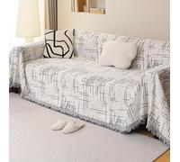 Sofa Large Throw Blanket Reversible Nordic Simple Decorative Sofa Throws with Tassels, Versatile Travel Nap Blanket for Chair Couch Bed white 180X130cm/70.87X51.18In