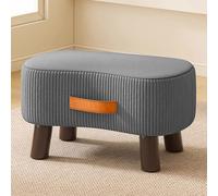 Sofa Modern Ottoman Footstool with Handles, Wooden Frame Shoe Change Stool, Slip-Resistant for Bedroom Living Room Entryway, No Assembly Required,Grey
