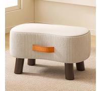 Sofa Modern Ottoman Footstool with Handles, Wooden Frame Shoe Change Stool, Slip-Resistant for Bedroom Living Room Entryway, No Assembly Required,White