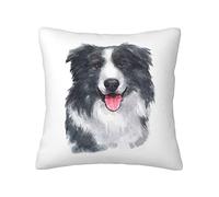 Sofa Pillowcase Cute Border Collie Plush Cushion Cover Soft Square Pillow Case for Bed Sofa 45x45cm