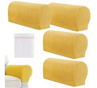 Sofa Protector Armchair Slipcovers, Stretchable Couch Cover with Magic Tape, Machine Washable Sofa Throw with Laundry Bag, Non Slip Polyester Arm Caps for Chair Couch Recliner Furniture Cover, Yellow