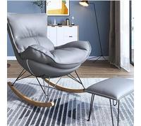 Sofa Rocking Chair, Tech Cloth Armchair with Ottoman, Mid Century Rocker Recliner, Upholstered Comfy Rocking Chair for Bedroom Living Room