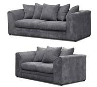 Sofa Scene Chicago 3+2 Grey Jumbo Cord Sofa Suite Set