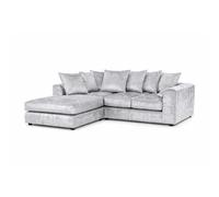 Sofa Scene Glitz Living Room Furniture Range - Grey Crushed Velvet - Left Hand Sofa