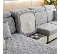 Sofa Seat Cover Individual Stretch Replacement L Shaped Sofa Cushion Covers Washable 1/2/3 Seater Universal Jacquard Fleece Anti- Slip Sofa Couch Seat Slipcover Separate ,GrayB-4seater-x（165-200cm）