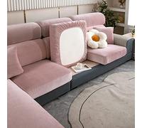 Sofa Seat Cover Replacement，Stretch Velvet Sofa Cushion Covers Individual for 1 2 3 Seater，Anti- Slip Couch Seat Slipcover Separate Furniture Protector With Elastic Bottom,Pink-1-seater-X（65-95cm）