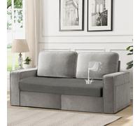 Sofa Seat Cushion Covers, 100% Waterproof Jacquard Patio Stretch Seat Covers for 2 Seater, Stretchable Sofa Protector, L-Shaped Chaise Lounge & All Couch Types with Elastic Bottom(Gray)