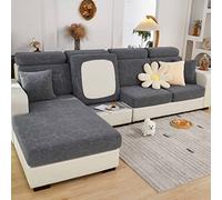 Sofa Seat Cushion Covers- High Stretch Non-Slip Couch Sofa Cover 1-Piece Universal for 1 2 3 4 Seater L Shape Chaise Longue Sofa Slipcovers for Living Room Dogs Pet (2 Seater, Leaves Grey)