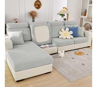 Sofa Seat Cushion Covers- High Stretch Non-Slip Couch Sofa Cover 1-Piece Universal for 1 2 3 4 Seater L Shape Chaise Longue Sofa Slipcovers for Living Room Dogs Pet (3 Seater, Weave Light Grey)