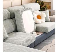Sofa Seat Cushion Covers Replacement,Sofa Cushion Covers Individual ,Stretch Couch Seat Cover Separate Jacquard Plush Sofa Protector for 1 2 3 Seater/L Shape/ Corner Sofa,GrayB-1-seater-X（65-95cm）