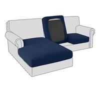 Sofa Seat Cushion Covers, Stretch Velvet Sofa Cushion Slipcovers, Couch Cushion Covers Replacement for Individual Cushion with Elastic Fabric (Large Chaise Seat,Navy Blue)
