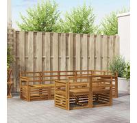 Sofa Set 247x128.5x73cm Natural Solid Acacia Wood Outdoor 7pc Slatted Modular XL