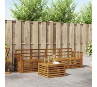 Sofa Set 5pc Natural Solid Acacia Wood 59x59x37cm Slatted Outdoor Lacquered Care
