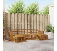 Sofa set 6pcs Natural Solid Acacia Wood 257x122.5x73cm Outdoor Modular Lacquered