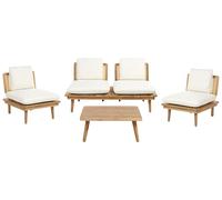 Sofa Set ACCADIA FSC® Certified Acacia Wood Light Beige 4 Seater