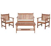 Beliani Garden Lounge Set With Table 4 Seater Altidona Acacia Wood Off-White