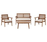 Sofa Set ARENELLA FSC® Certified Acacia Wood Light Beige 4 Seater