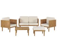 Beliani Garden Lounge Set With Table And Ottoman 4 Seater Baratti Acacia Wood Brown