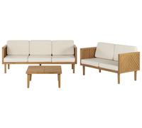 Beliani Garden Lounge Set With Table 5 Seater Baratti Acacia Wood Brown