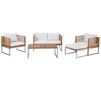 Sofa Set BERMUDA Acacia Wood Light Wood 4 Seater