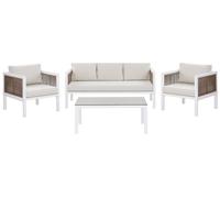 Beliani Garden Lounge Set With Table 5 Seater Borello Metal White